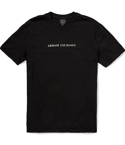 Armani Exchange Black and Gold Wording Short Sleeve T-Shirt