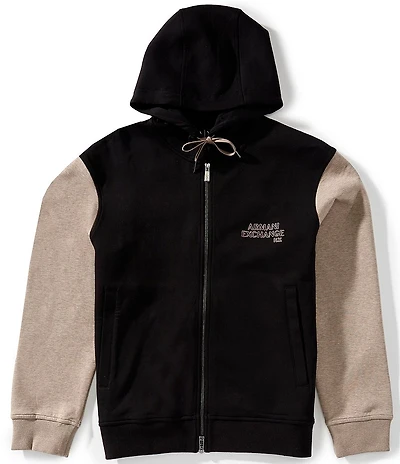 Armani Exchange Color Block Full-Zip Hoodie