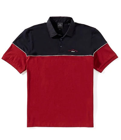 Armani Exchange Color Block Pique Short Sleeve Polo Shirt