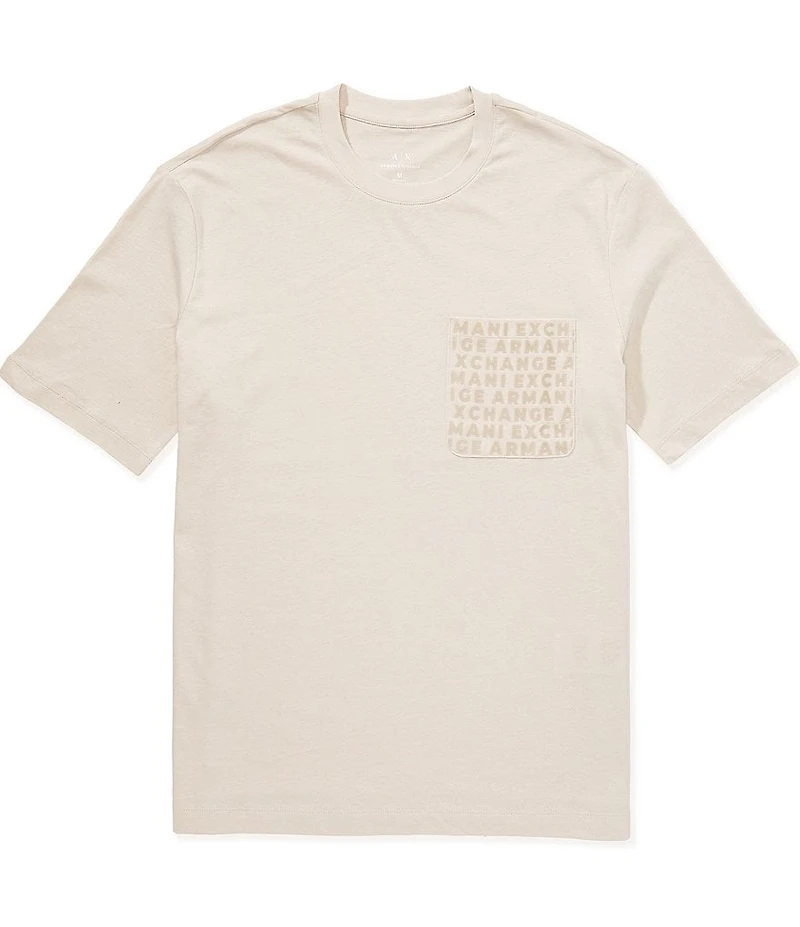 Armani Exchange Flocked Logo Pocket Short Sleeve T-Shirt