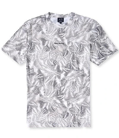 Armani Exchange Leaf Print Short Sleeve T-Shirt