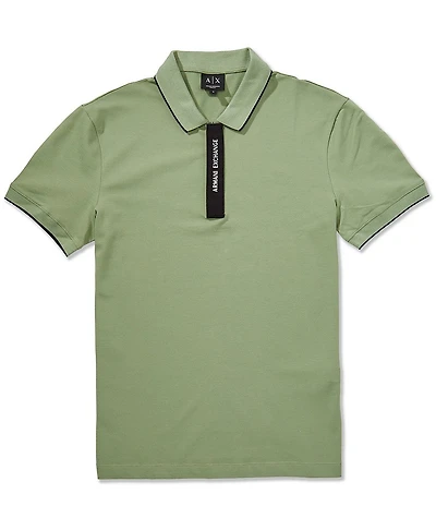 Armani Exchange Logo Placket Short Sleeve Polo Shirt