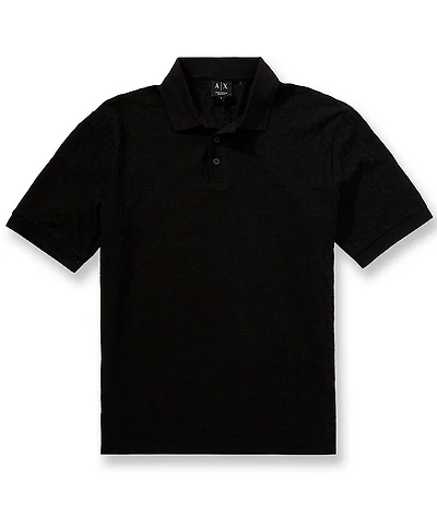 Armani Exchange Mercerized Allover Print Short Sleeve Polo Shirt