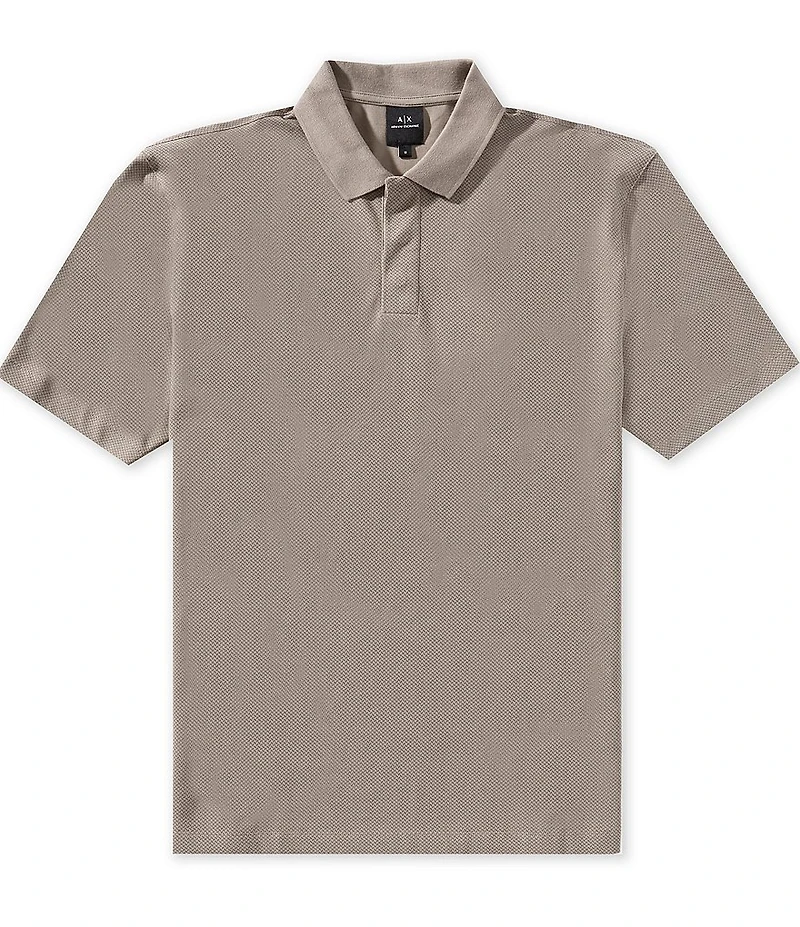 Armani Exchange Pattern Stretch Pique Short Sleeve Polo Shirt