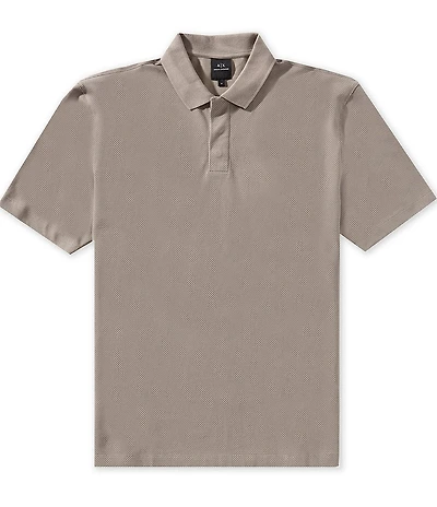Armani Exchange Pattern Stretch Pique Short Sleeve Polo Shirt