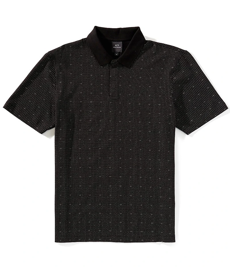 Armani Exchange Micro Pattern Stretch Pique Short Sleeve Polo Shirt