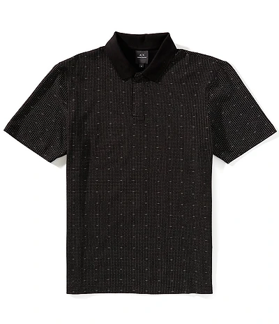 Armani Exchange Micro Pattern Stretch Pique Short Sleeve Polo Shirt