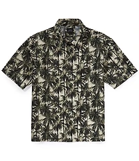 Armani Exchange Palm Tree Print Short Sleeve Woven Shirt