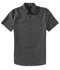 Armani Exchange Poplin Diamond Print Short Sleeve Woven Shirt