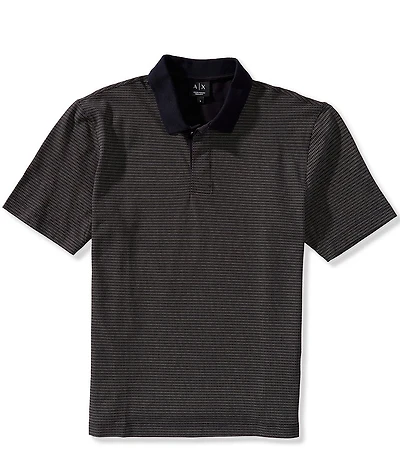 Armani Exchange Printed Pique Short Sleeve Polo Shirt