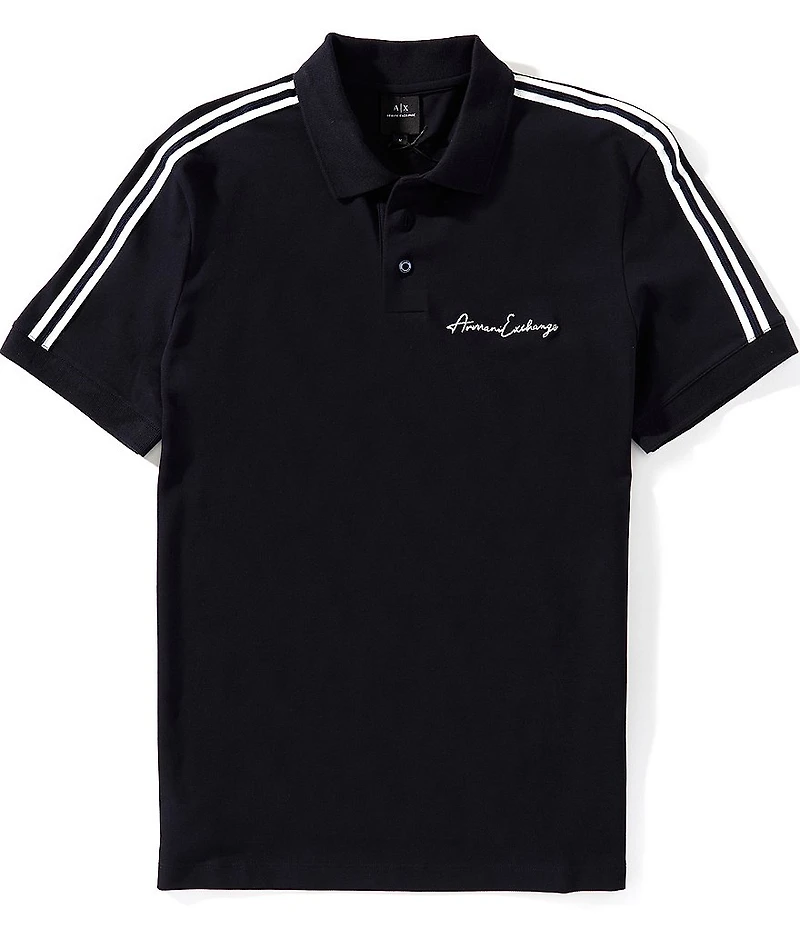 Armani Exchange Signature Logo Short Sleeve Polo Shirt