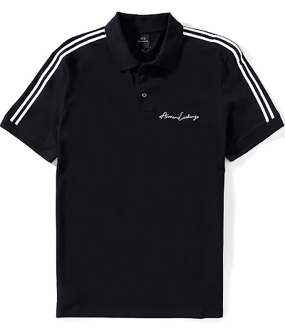 Armani Exchange Signature Logo Short Sleeve Polo Shirt