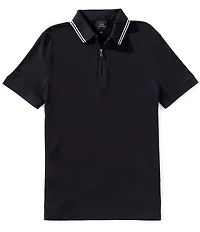 Armani Exchange Slim Fit Cotton Pique Quarter-Zip Short Sleeve Polo Shirt