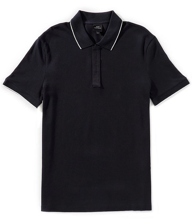 Armani Exchange Slim Fit Logo Placket Short Sleeve Polo Shirt