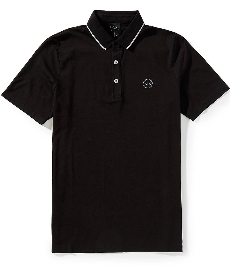 Armani Exchange Slim Fit Stretch Circle Logo Short Sleeve Polo Shirt