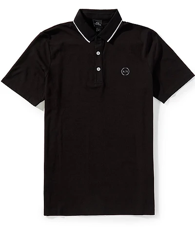 Armani Exchange Slim Fit Stretch Circle Logo Short Sleeve Polo Shirt