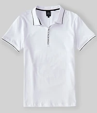 Armani Exchange Slim Fit Covered Logo Zipper Short Sleeve Polo Shirt