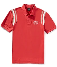 Armani Exchange Stripe Shoulder Pique Short Sleeve Polo Shirt