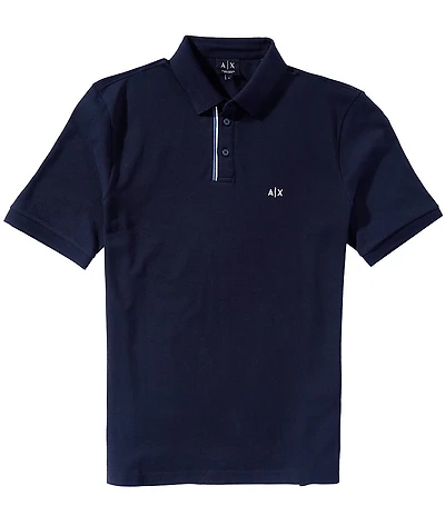 Armani Exchange Striped Placket Short Sleeve Polo Shirt