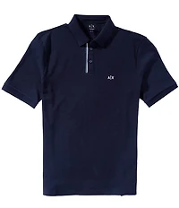 Armani Exchange Striped Placket Short Sleeve Polo Shirt