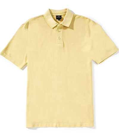 Armani Exchange Washed Pique Short Sleeve Polo Shirt