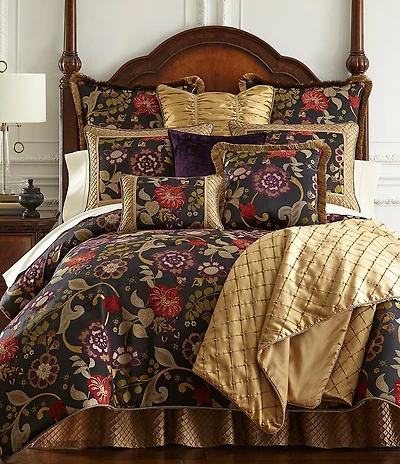 Austin Horn Classics Escapade Black Floral Luxury Duvet Cover Mini Set