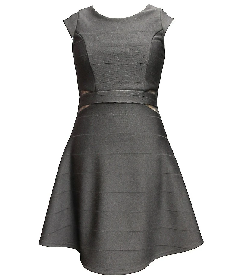 Ava & Yelly Big Girls Cap Sleeve Ottoman Stripe Fit-And-Flare Dress