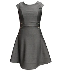 Ava & Yelly Big Girls Cap Sleeve Ottoman Stripe Fit-And-Flare Dress