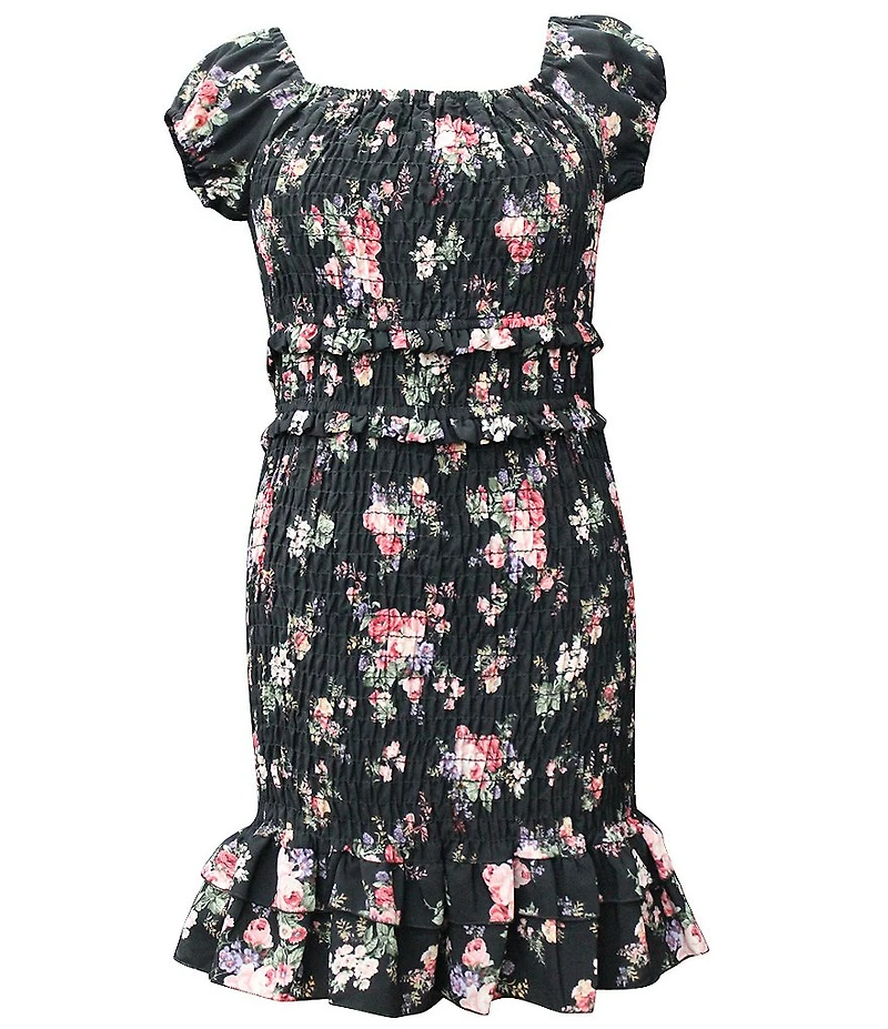 Ava & Yelly Big Girls Short-Sleeve Floral-Printed Sheath Dress