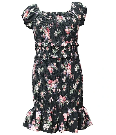 Ava & Yelly Big Girls Short-Sleeve Floral-Printed Sheath Dress