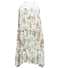 Ava & Yelly Big Girls Floral Print Sleeveless Tiered Trapeze Dress