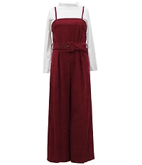 Ava & Yelly Big Girls Long Sleeve Belted Wide Leg Jumpsuit