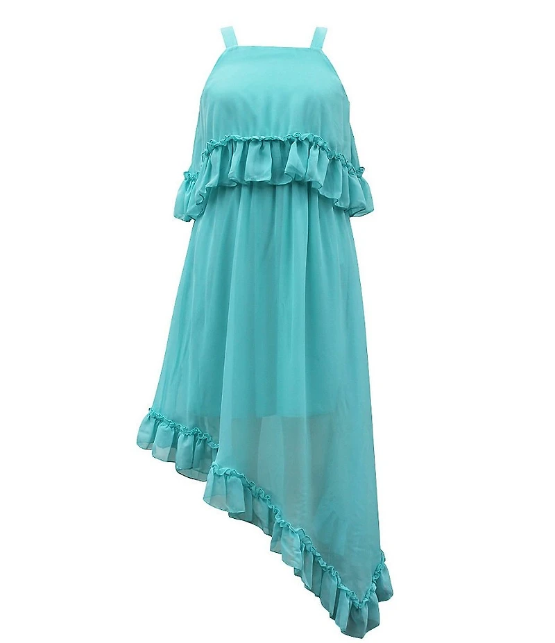 Ava & Yelly Big Girls Ruffle Asymetirical Hem Maxi Dress