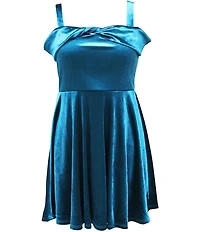 Ava & Yelly Big Girls Velvet Twist Front Off-The-Shoulder Fit-and-Flare Dress