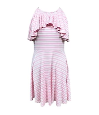 Ava & Yelly Little Girls Striped Ruffled Fit-And-Flare Dress