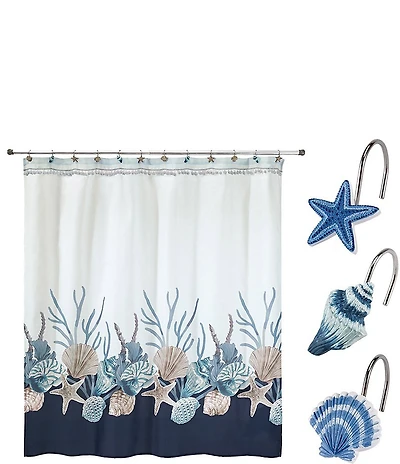 Avanti Linens 13-Piece Blue Lagoon Shower Curtain And Hook Set