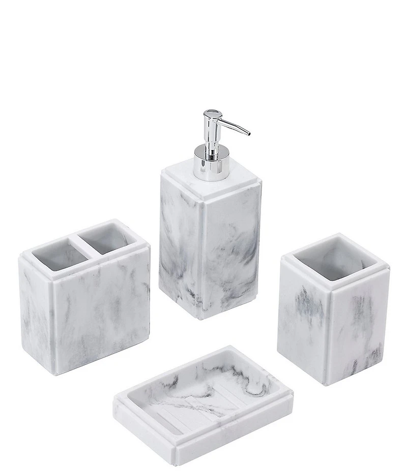 Avanti Linens Catania Marble 4-Piece Bathroom Accessory Collection Set