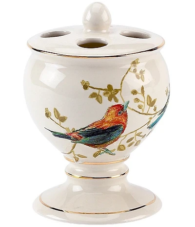 Avanti Linens Gilded Birds Ceramic Toothbrush Holder