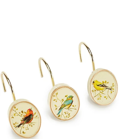 Avanti Linens Gilded Birds Shower Hooks - Set of 12