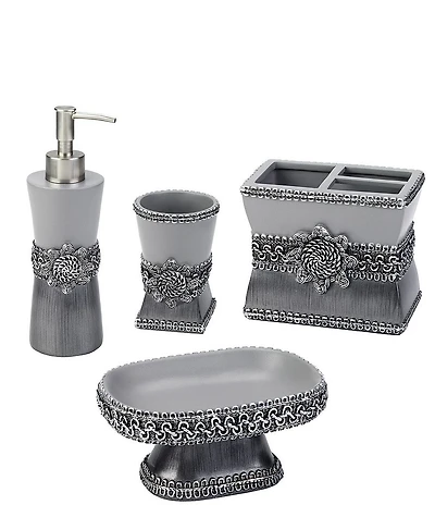 Avanti Linens Two-Tone Braided Medallion 4-Piece Bathroom Accessory Collection Set