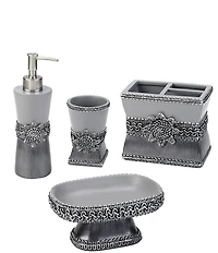 Avanti Linens Two-Tone Braided Medallion 4-Piece Bathroom Accessory Collection Set