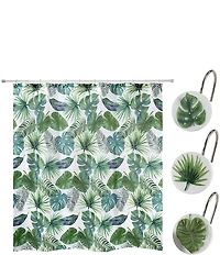 Avanti Linens Viva Palm Shower Curtain And Hook Set, 13-Piece Set