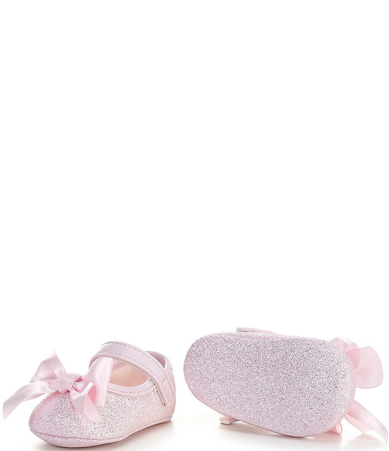 Baby Deer Girls' Tish Ballet Glitter Bow Embellished Crib Shoes (Infant)