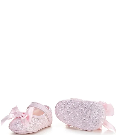 Baby Deer Girls' Tish Ballet Glitter Bow Embellished Crib Shoes (Infant)