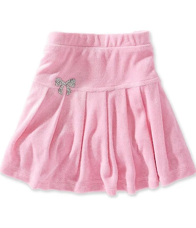 Baby Sara Little Girls Sequin Bow Pleated Velour A-line Mini Skirt