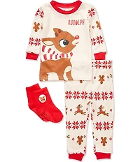 Baby Starters Baby Boys Long-Sleeve Rudolph The Red-Nosed Reindeer Pajama T-Shirt & Pants Set