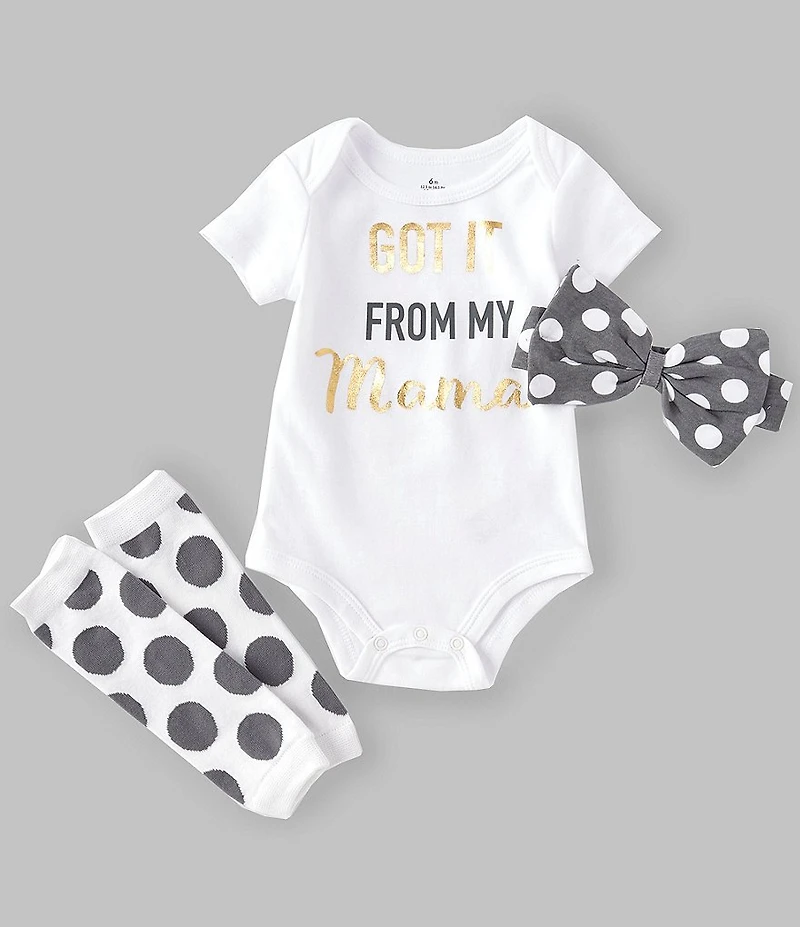 Baby Starters Baby Girls Short Sleeve Got It From My Mama 3-Piece Set