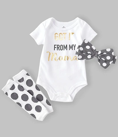Baby Starters Baby Girls Short Sleeve Got It From My Mama 3-Piece Set