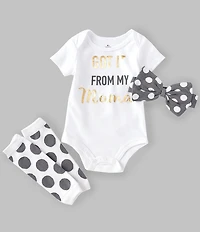 Baby Starters Baby Girls Short Sleeve Got It From My Mama 3-Piece Set