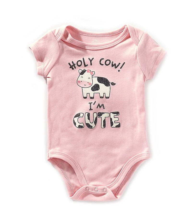 Baby Starters Baby Girls Short Sleeve Holy Cow I'm Cute Bodysuit